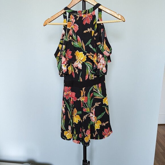 Revolve Privacy Please Floral Leon Cold Shoulder Romper Dark Iris - Picture 3 of 11